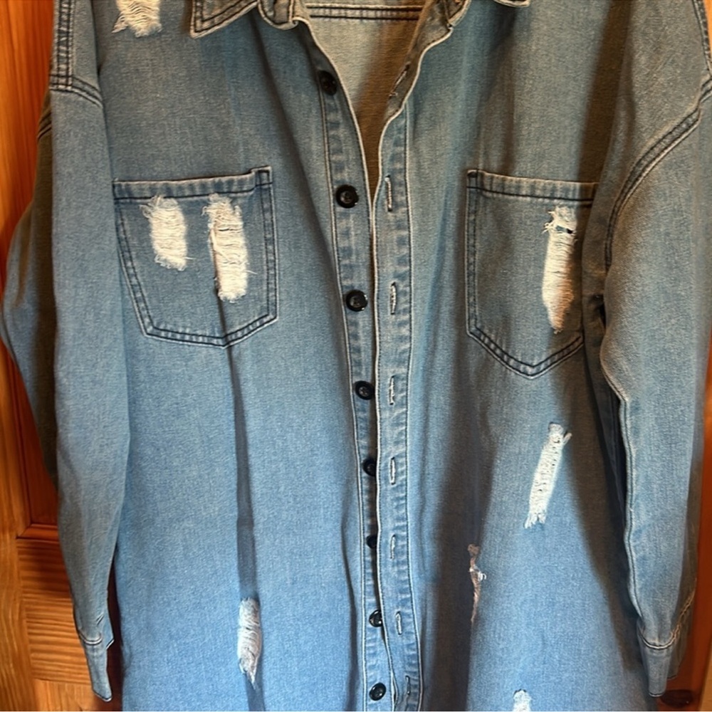 New no tags White Birch New-No tags Distressed Denim Jacket Large - Picture 7 of 7